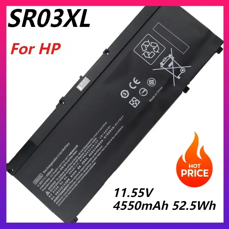 

Аккумулятор для ноутбуков HP OMEN 15-CX, 15-DC, TPN-Q211, Q194, Q193, C133, C134, 15-CX0096TX, 17-CB0052TX, Pavilion Gaming, 52.5 Вт·ч (SR03XL)