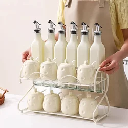 Cheese-shaped Seasoning Jar Set Kitchen Ceramic Salt Jar Household Seasoning Box Oil Salt Sauce and Vinegar Seasoning Bottle Jar