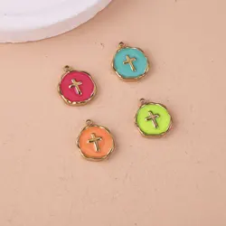 5Pcs 12*15mm 4 Color Cute Enamel Cross Charms for Earrings Pendants of Necklaces Bracelets DIY Jewelry Making Accessories