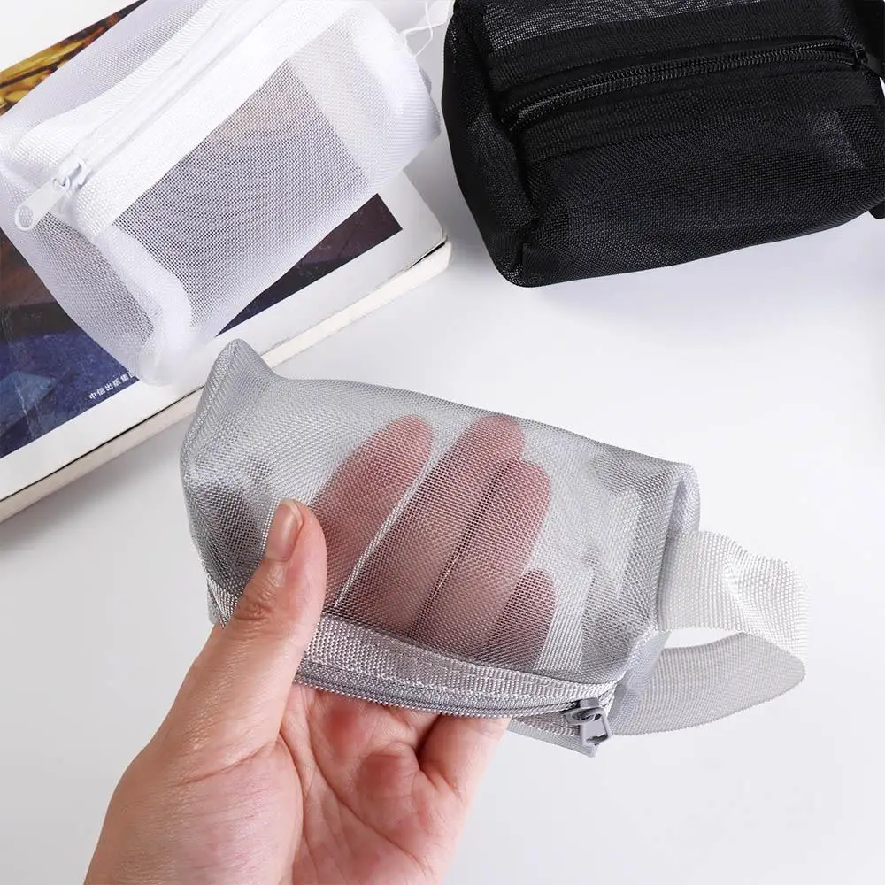 Transparent Mesh Storage Bag Nylon ID Credit Card Holder Small Coin Purse Small Wallet Card Bag Transparent Cosmetic Bag Student