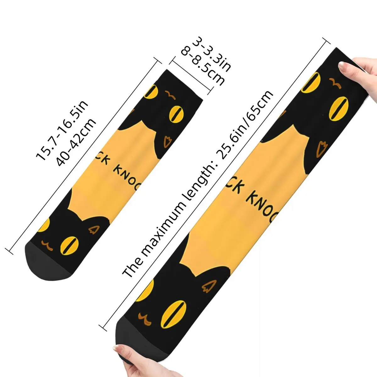 Funny Men's Socks Cats Knock Knock Vintage Meow Harajuku Crazy Crew Sock Gift Pattern Printed