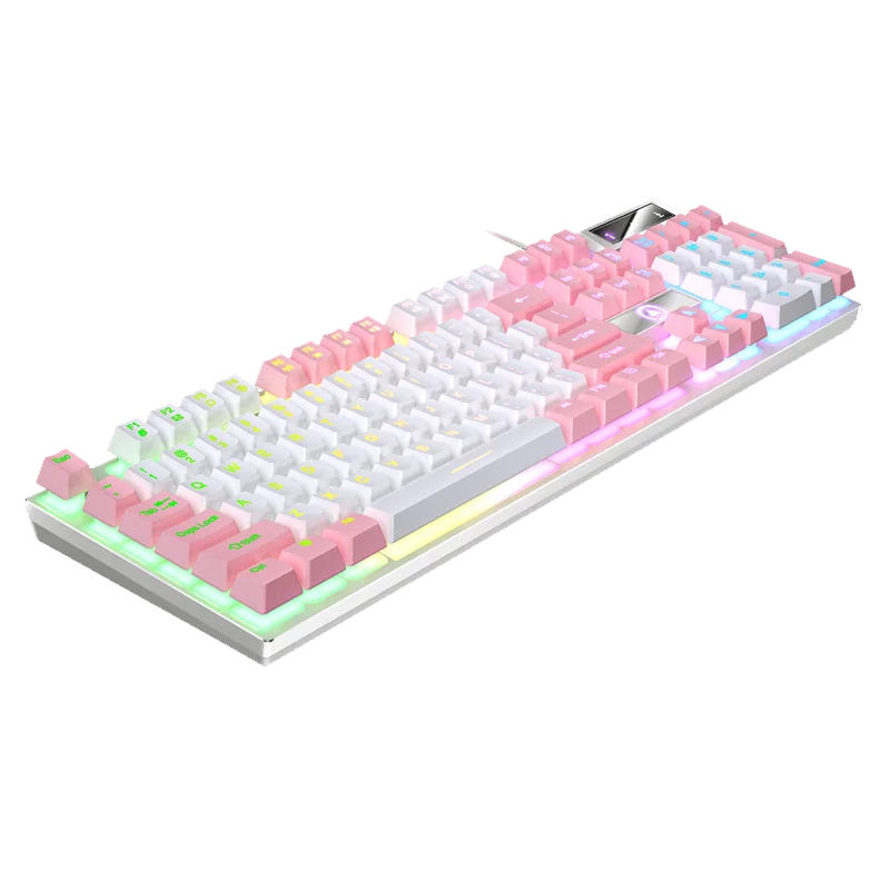 

Проводная игровая USB-клавиатура, 104-клавишная совместимая с ноутбуком/компьютером с ОС Windows, эргономичный дизайн, офисные и игровые аксессуары