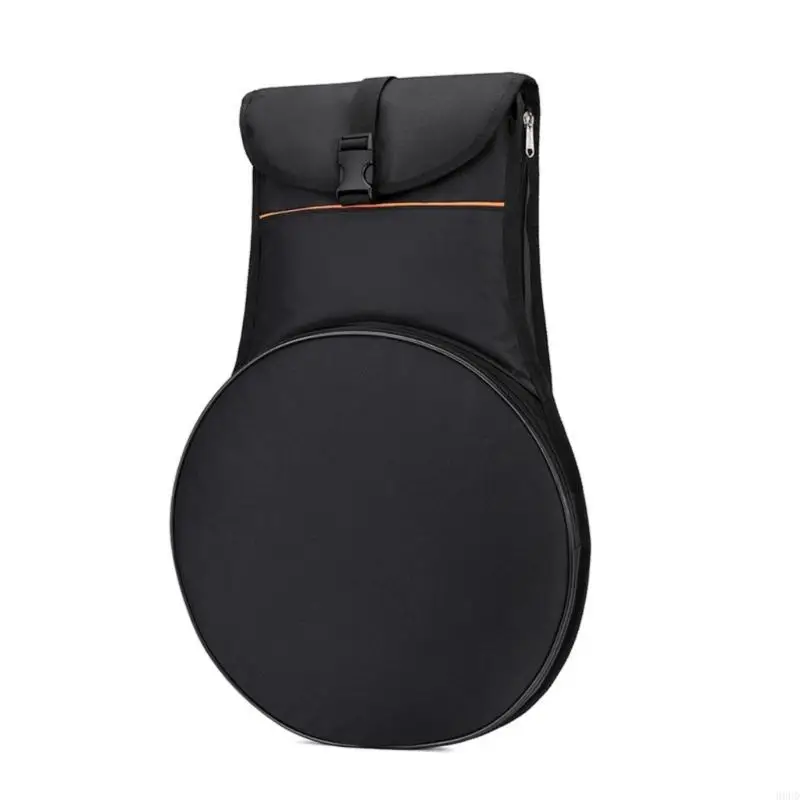 Portable Drum Practice Pad Bag with Round Main Compartment and Accessory Pocket for Drummers and Music Lessons 69HD
