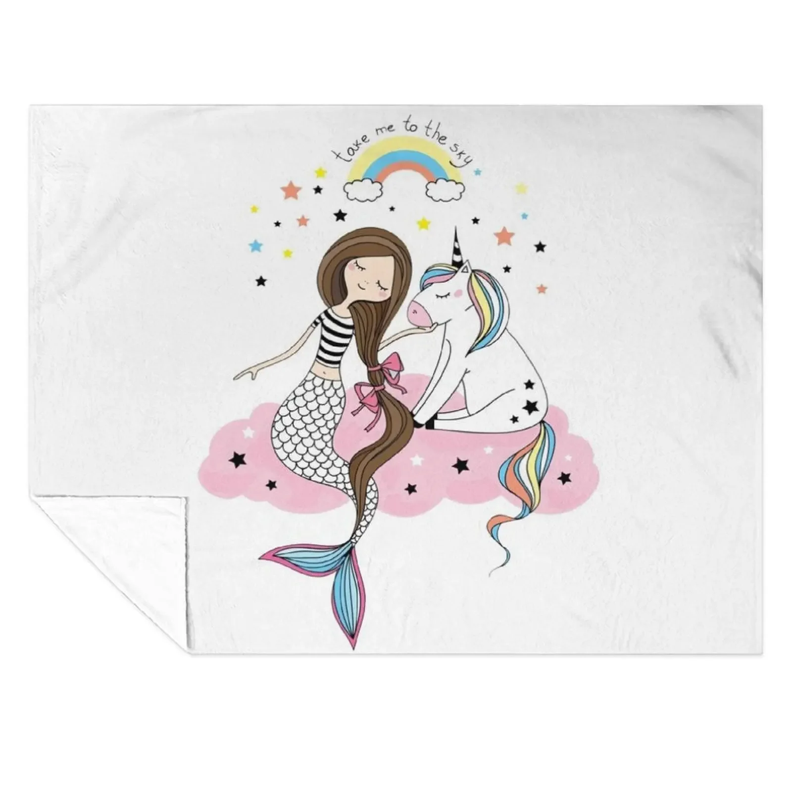 

Mermaid & Unicorn White Throw Blanket Plush Designers warm for winter Baby Blankets
