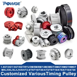POWGE Customized Timing Pulley Synchronous Belt MXL XL L H 3M 5M 8M 14M T2.5 T5 T10 1.5GT 2GT 3GT 5GT 8YU 2MGT 3MGT 5MGT 8MGT