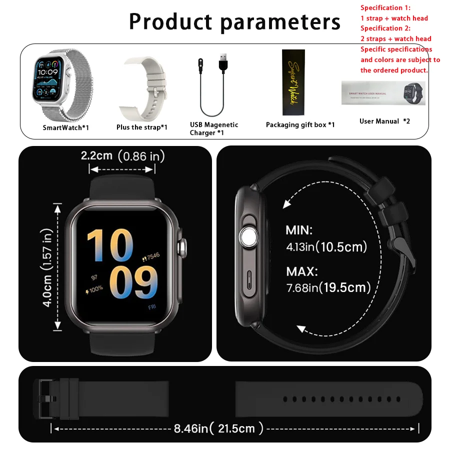 ساعة ذكية للنساء 1.83 بوصة شاشة عالية الدقة إشعار رسالة المكالمات النوم معدل ضربات القلب SpO2 مراقبة ضغط الدم جهاز تعقب للياقة البدنية