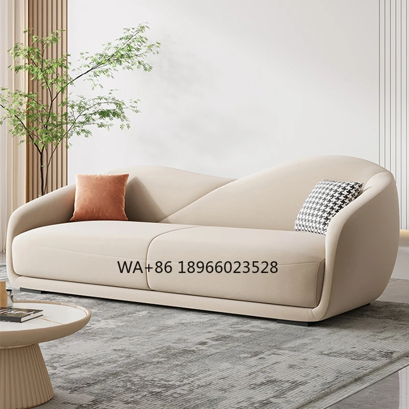 

White Boucle Curved Couch Living Room Sofas Wool Modular Boucle Sofa