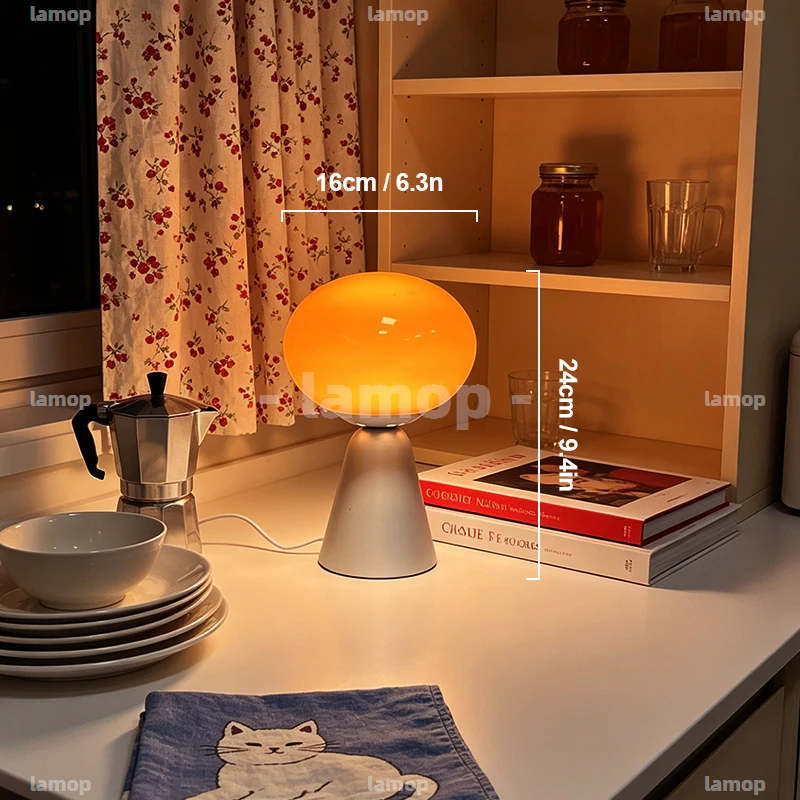 Horizontal‑Egg‑Form Glass Shade Table Lamp Nordic‑Serene 3 Tone Mild Aura Vanity Shelf Decor