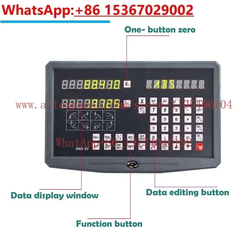 DRO Digital Readout SNS-2V 2 Axis AC110V/220V Display and 2 Pieces 0-1000mm 5um Linear Scale Encoder For Milling Lathe Machine