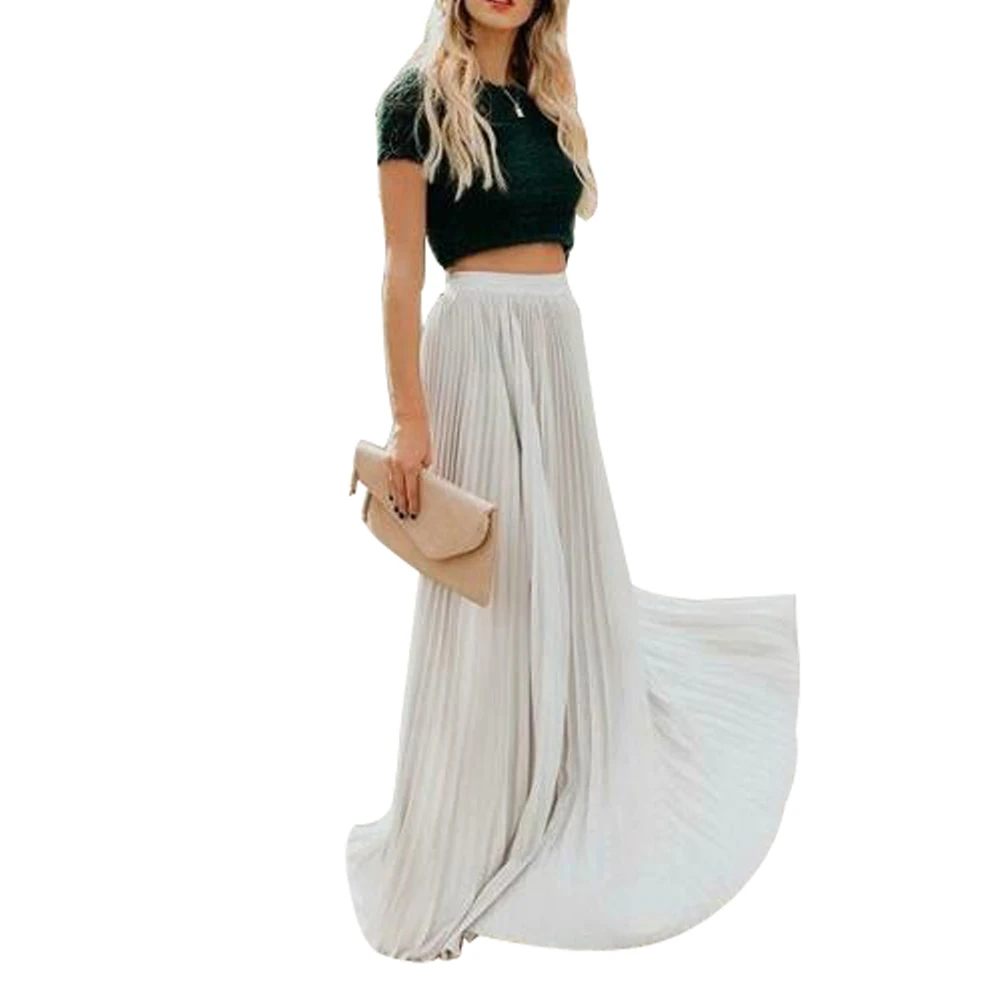 Women s Boho Style Floral Print A-Line Maxi Skirt with Elastic Waistband Flowy Vintage Long Skirt for Summer Beach Party