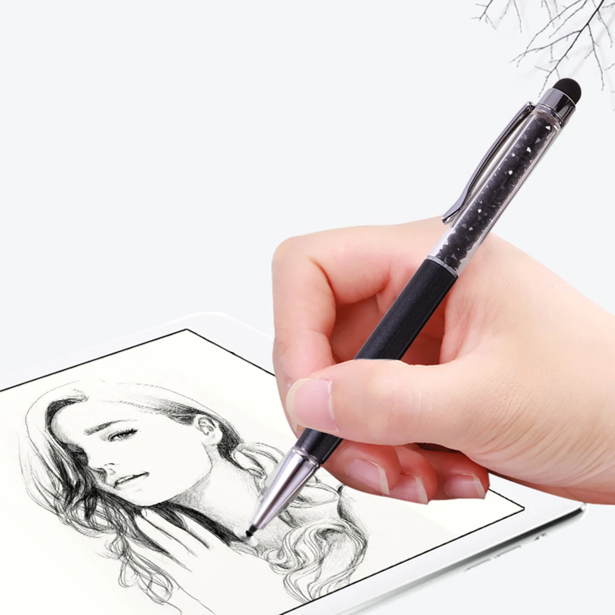 

5pcs Universal Capacitive Stylus Rhinestone Screen Pen For Phone Tablet Laptop Smooth Ballpoint Pen With Clip