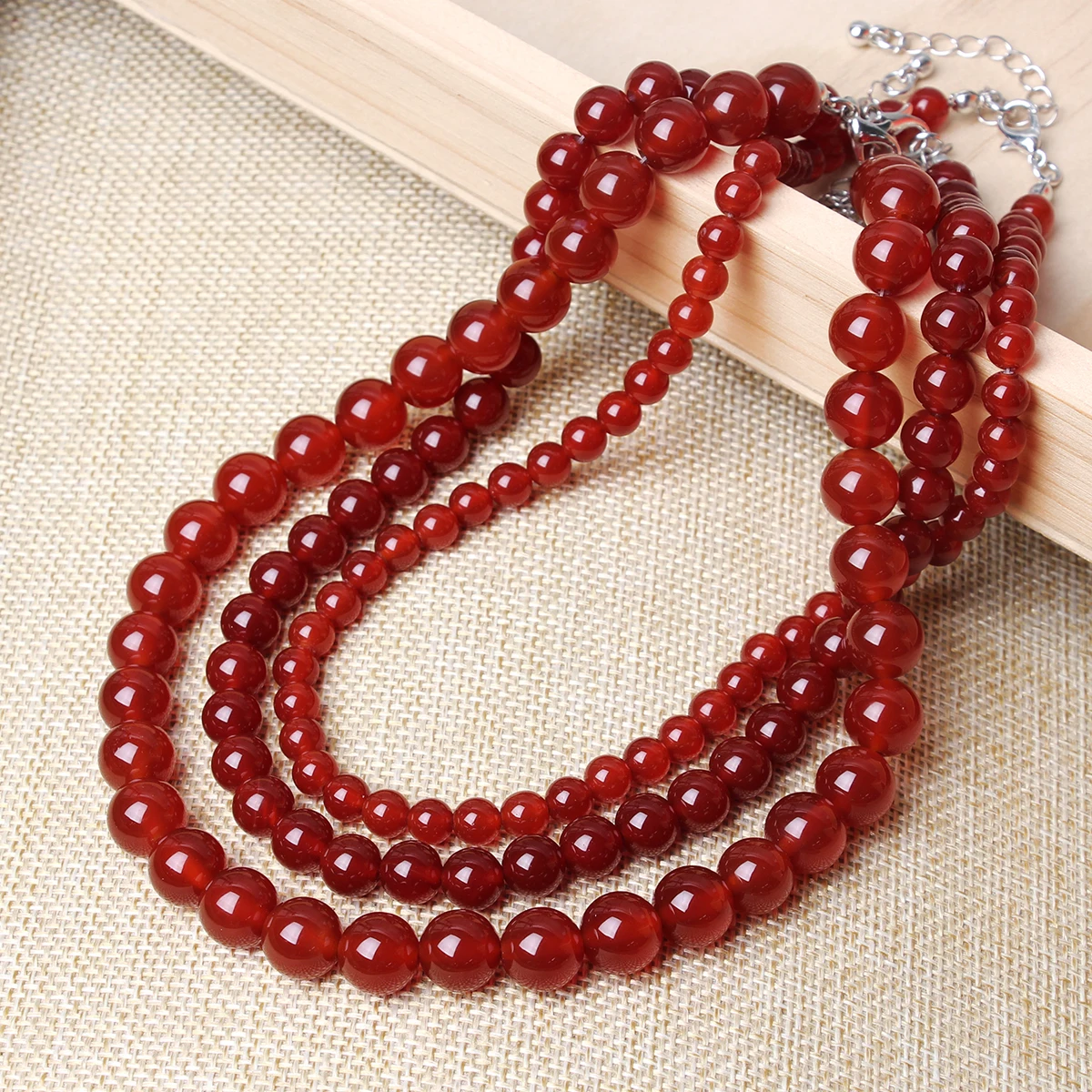 Natural Stone High Quality Sardonyx Round Beads Necklace Bohemian Women\'s Classic and Elegant Handmade Beaded Necklace