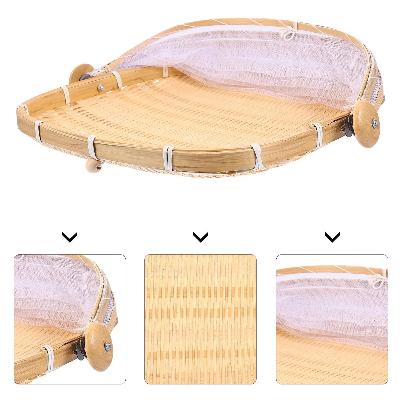

Mosquito Anti-grid Basket Storage Fruit and Vegetable Tray Bamboo Kitchen Toddler Rustic Decor