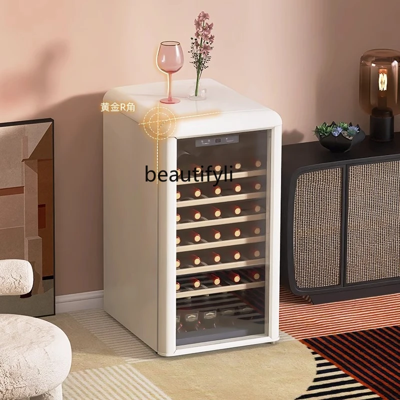 Gabinete de vino tinto Retro, gabinete con termostato refrigerado por aire, refrigerador de barra de hielo pequeño integrado para el hogar