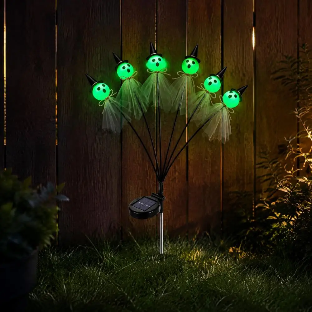 Halloween Swaying Ghost Outdoor Decorations, Solar Powered Stake Light Outdoor 6 LEDs Solar Ghost Pathway Lights
