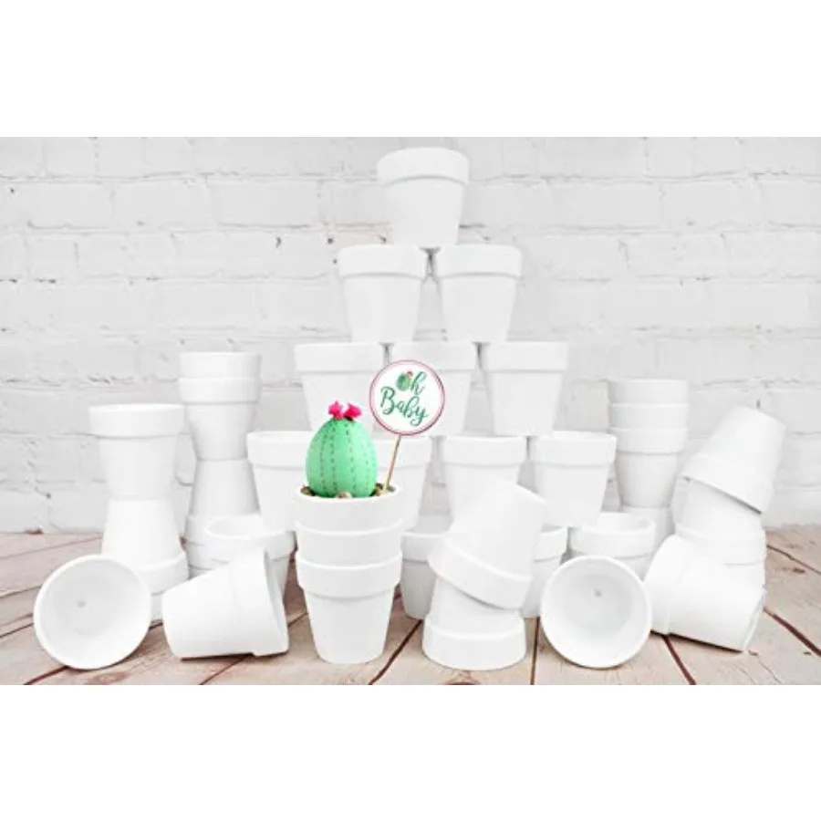 

40 белых терракотовых горшков - мини-глиняные горшки 2,5 дюйма с дренажными отверстиями, для рассады цветов и суккулентов