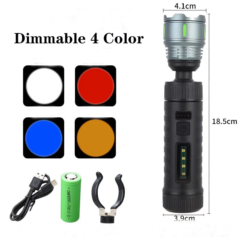 Multi-functional focusing fishing lamp , blue lights four-source laser cannon night fishing fish trapping telescopic flashlight