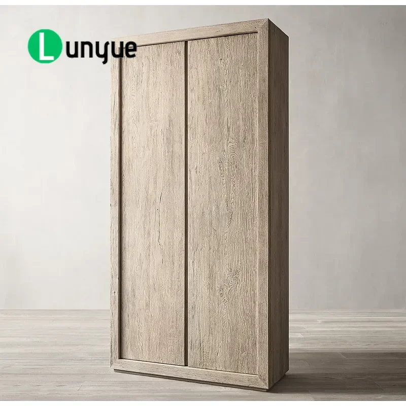 Style Modern Simple Solid Wood Wardrobe French Country Vintage Bookcase Storage Cabinet for Home Bedroom
