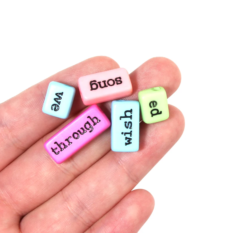 38-50 Stück/Lot Rechteckige Buchstabenperlen Acrylperlen Quadratische Lose Abstandsperlen für Schmuckherstellung Handgemachtes Armband Halskette – Detail 3