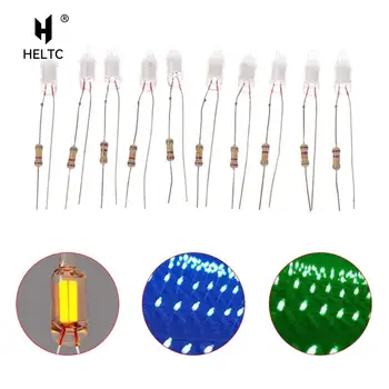 Bombillas de neón de 10 piezas, 4x10mm, 5x13mm, indicador de potencia principal con resistencia de 220V, rojo/azul/verde