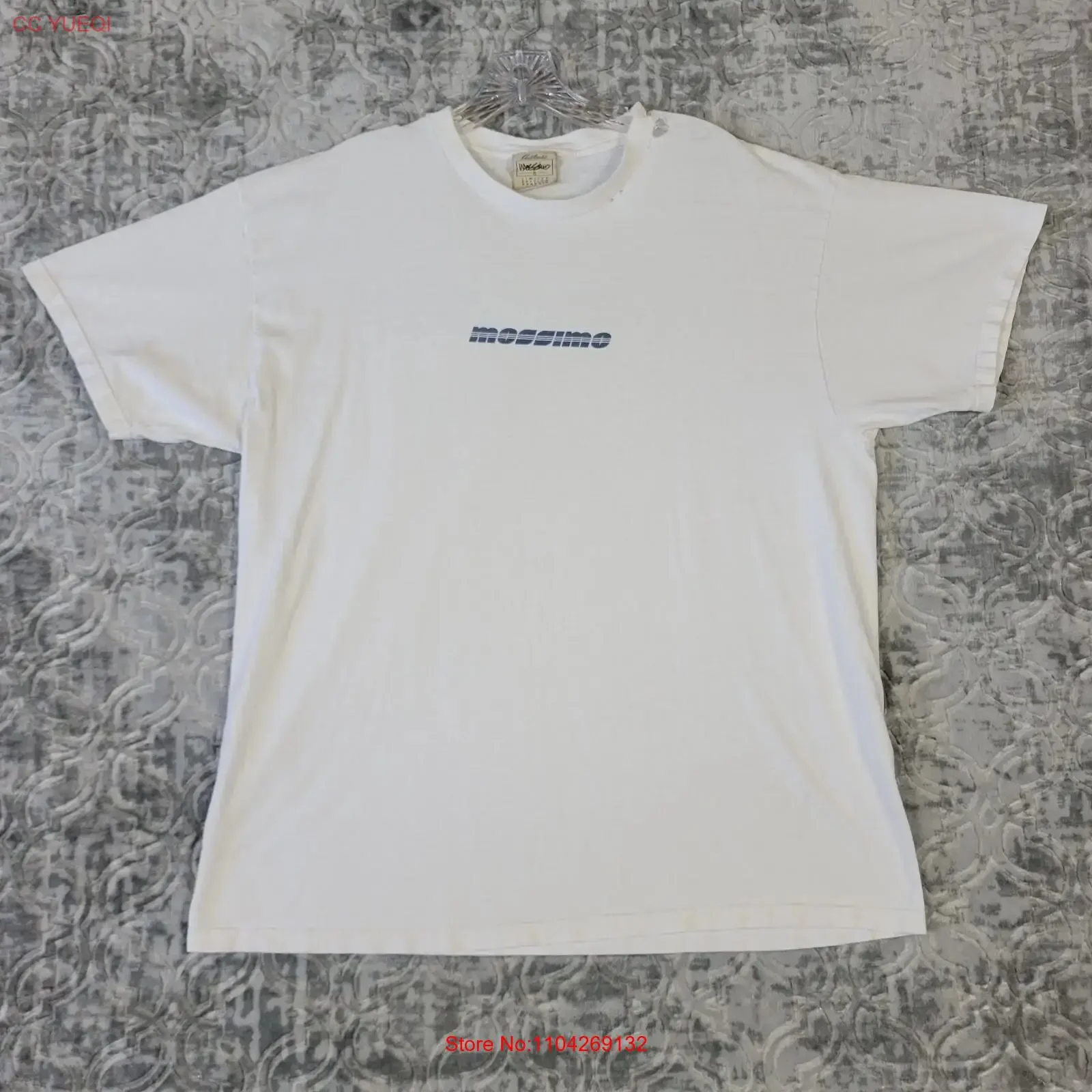 Camiseta Vintage Mossimo para Hombre, Talla Grande, Blanca, Edición Limitada, Estilo Desgastado, Lavado Vintage Estadounidense, Suave y Transpirable, para Uso Diario