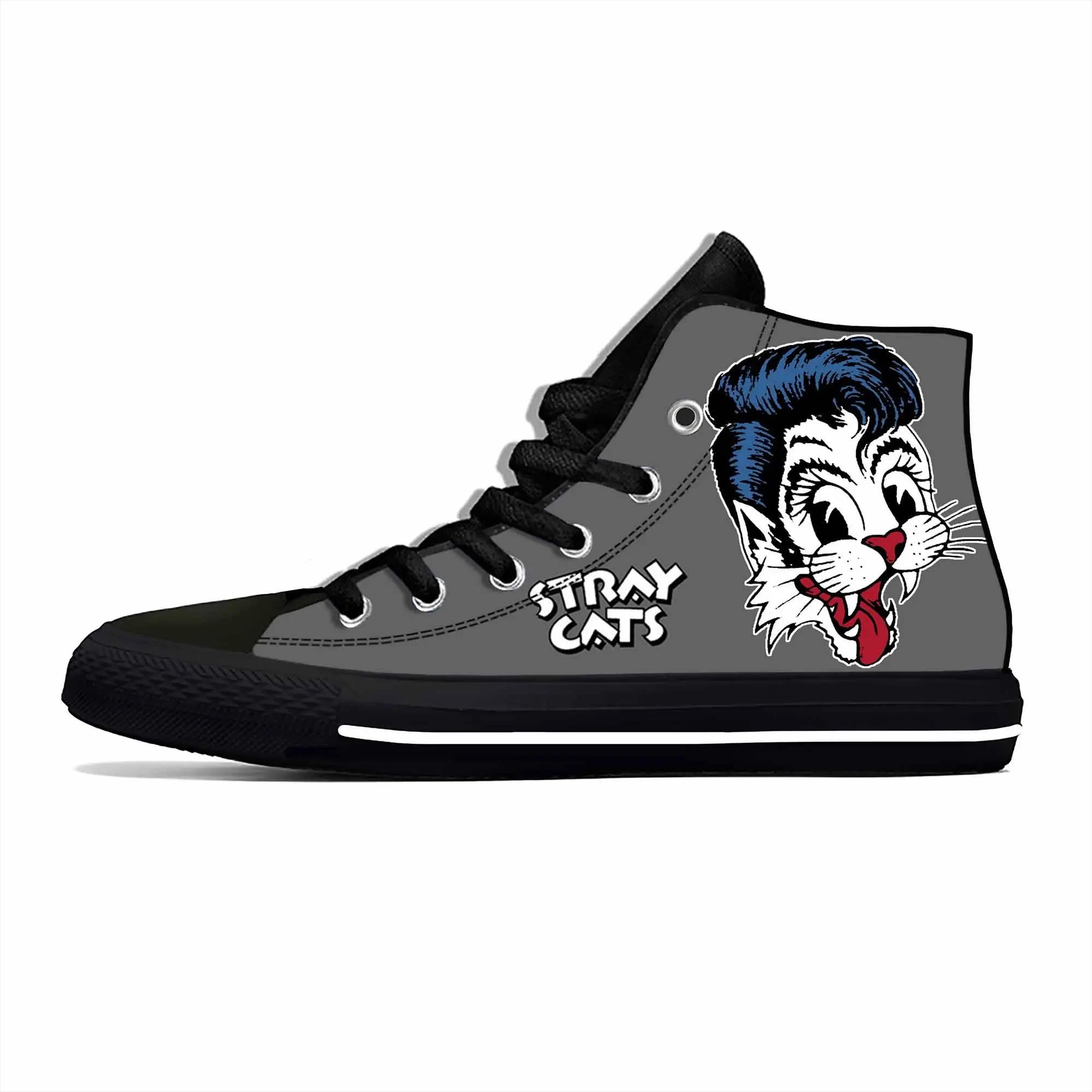 Cat Music Rock Band Singer Fashion Funny Stray Casual Cloth Shoes High Top leggero traspirante stampa 3D uomo donna Sneakers