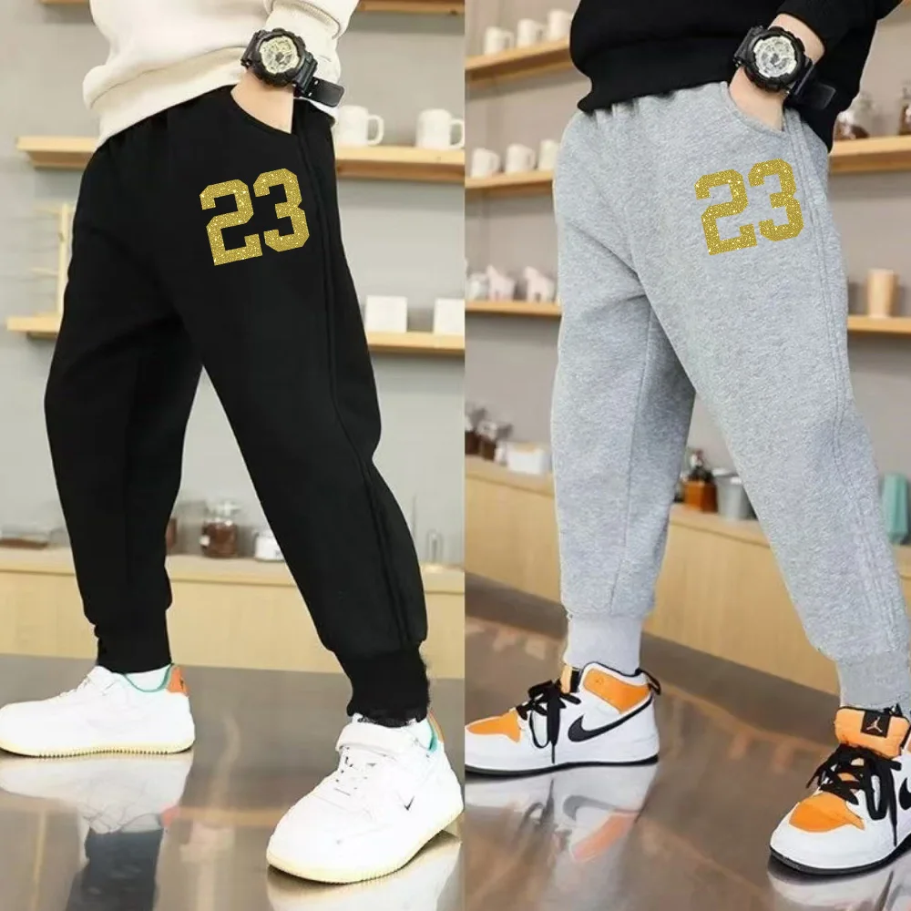 Children's Pants Jogging Sports Boys' Clothing Outdoor Street Simple Number Printed 23 Quality Basketball Pants Kid Trousers