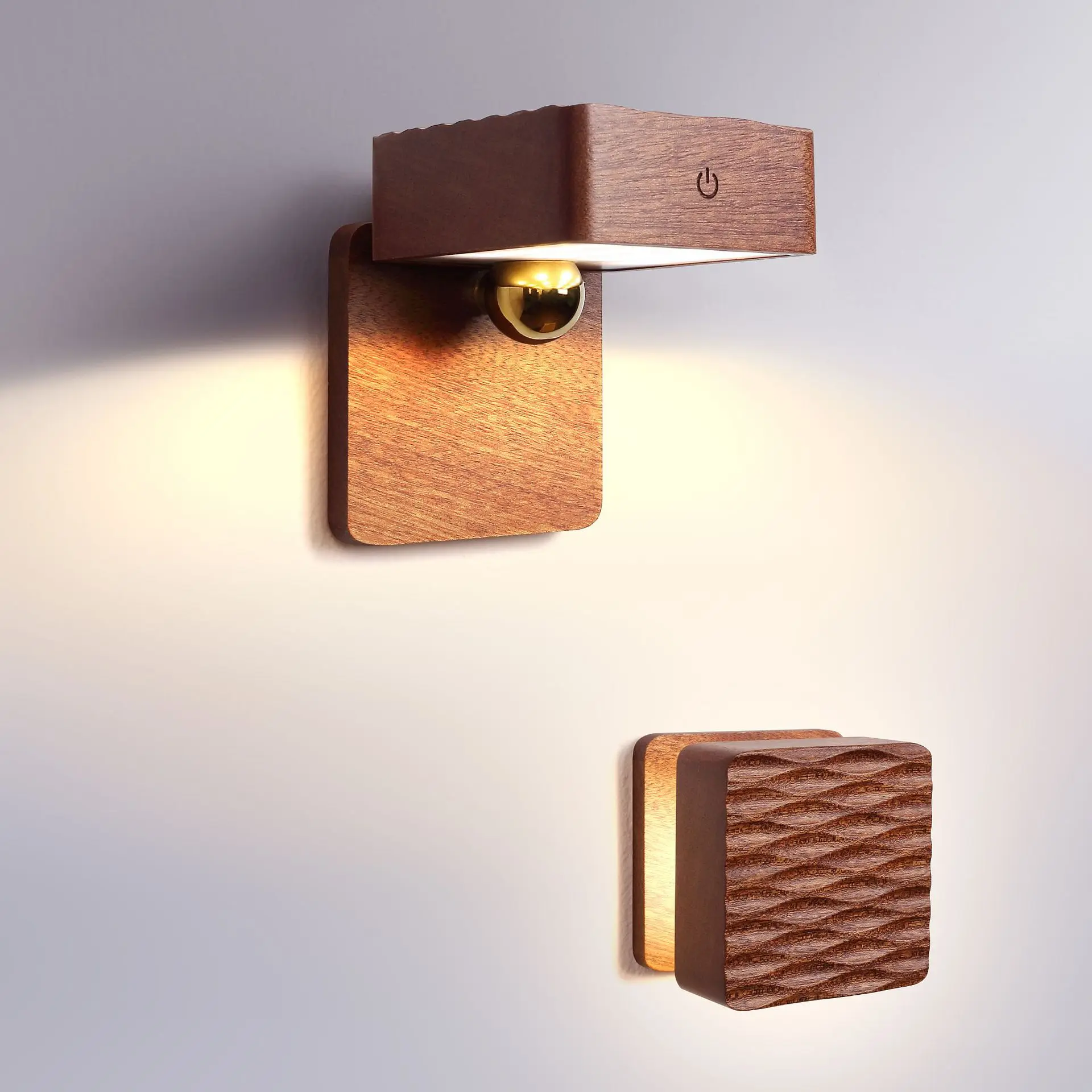 Excellent solid wood gravity-sensing, floating cable-free charging wall light with magnetic separation design and touch control