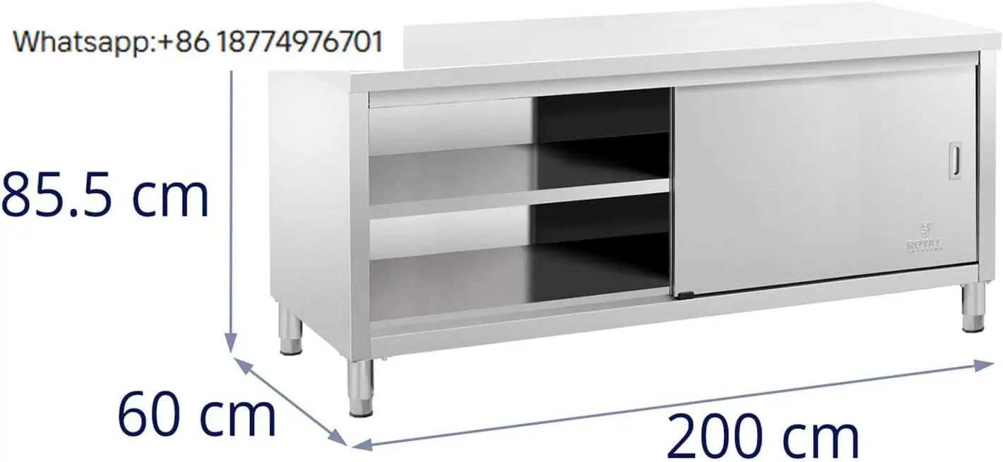 

Factory OEM Wholesale Catering Stainless Steel Work Cabinet 200x60 cm Capacity Four-wheel Modular Commercial Kitchen