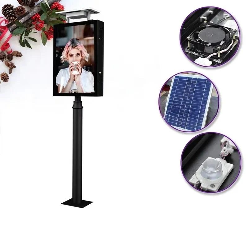 City Project Scrolling Billboard Led Light Sign Advertising LED Lighting Road Sign Outdoor Standing Solar Street Light Box