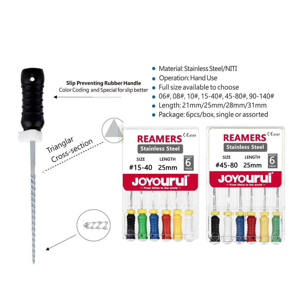 치과 근관 파일, K, R, H, S, P 파일 청소 바늘 리머, 뿌리 청소용 가시 브로치, 25mm, 팩당 6 개