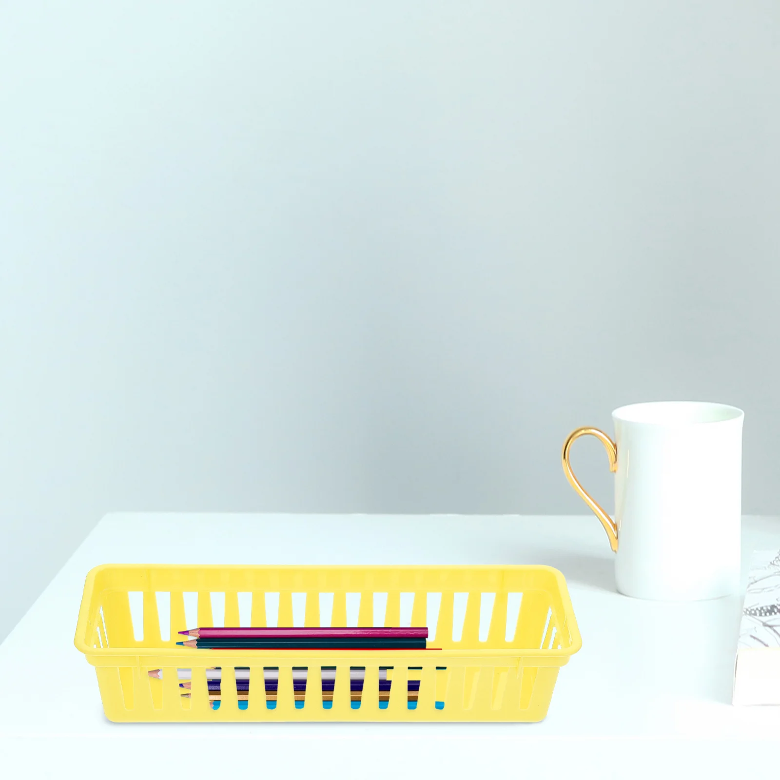 

Plastic Pencil Holder Basket Bright Colorful Tray for Classroom Desk Storage Organizer for Pens Crayons Supplies