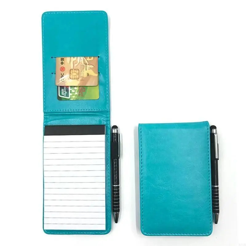 M5TB Mini Pocket Notepad Soporter Conjunto con ranuras bolígrafo Paper forrado grueso Notebook para Conferencia