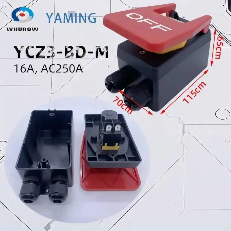 AC250V Elektromagnetische Schakelaar Draad Stopcontact Eenfase Veiligheid AAN-UIT Voor Machine Draaibank Frezen Tafel Cutter YCZ3-BD