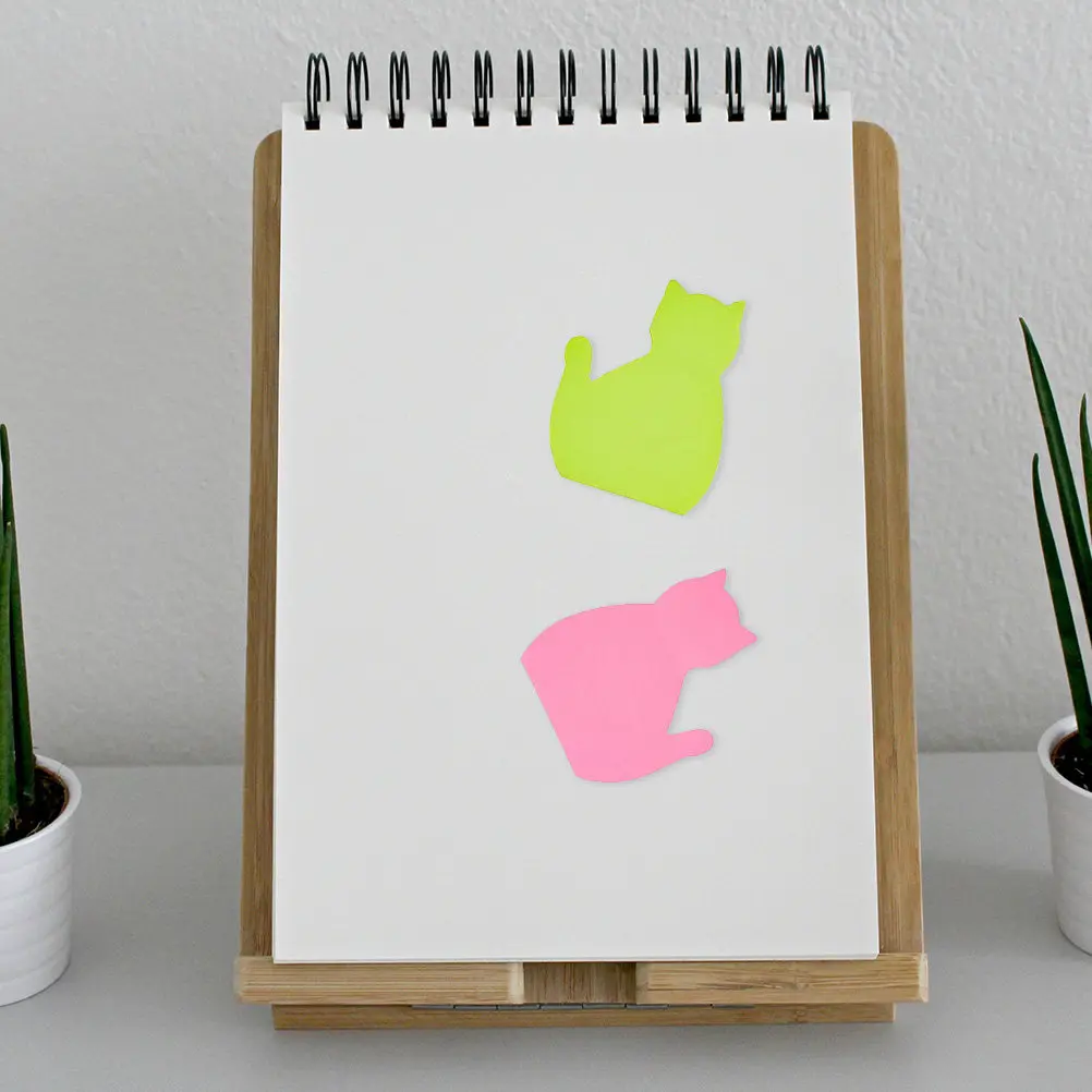 

12Pcs Colorful Cat Shaped Adhesive Notes Smooth Writing Portable Memo Pad for Books Journals Planners Appointments Family