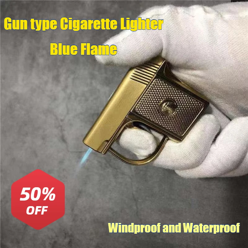 

2025 New Military Model All-metal Portable Mini Gun Lighter Direct-injection Windproof Cigarette Lighters & Smoking Accessories