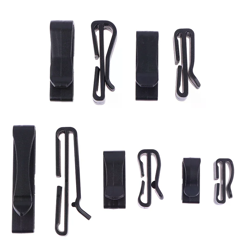 10 Pz/pacco Quick Slip Keeper Fibbia End Clip Slider Nero Per Il Campeggio Trekking Zaino Cinghia di Regolazione Tessitura 20-51mm
