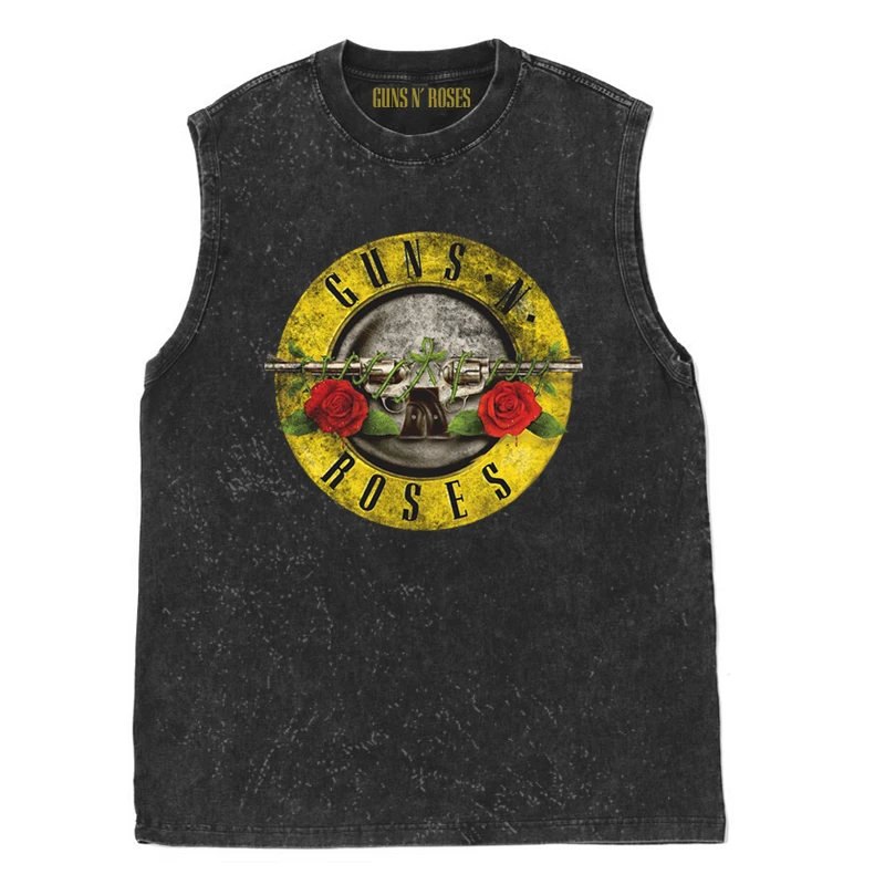 100% Cotton Guns N Roses Vintage American Vintage Rock Wash Old Sleeveless Vest T-shirt Tank Tops Gym Clothing