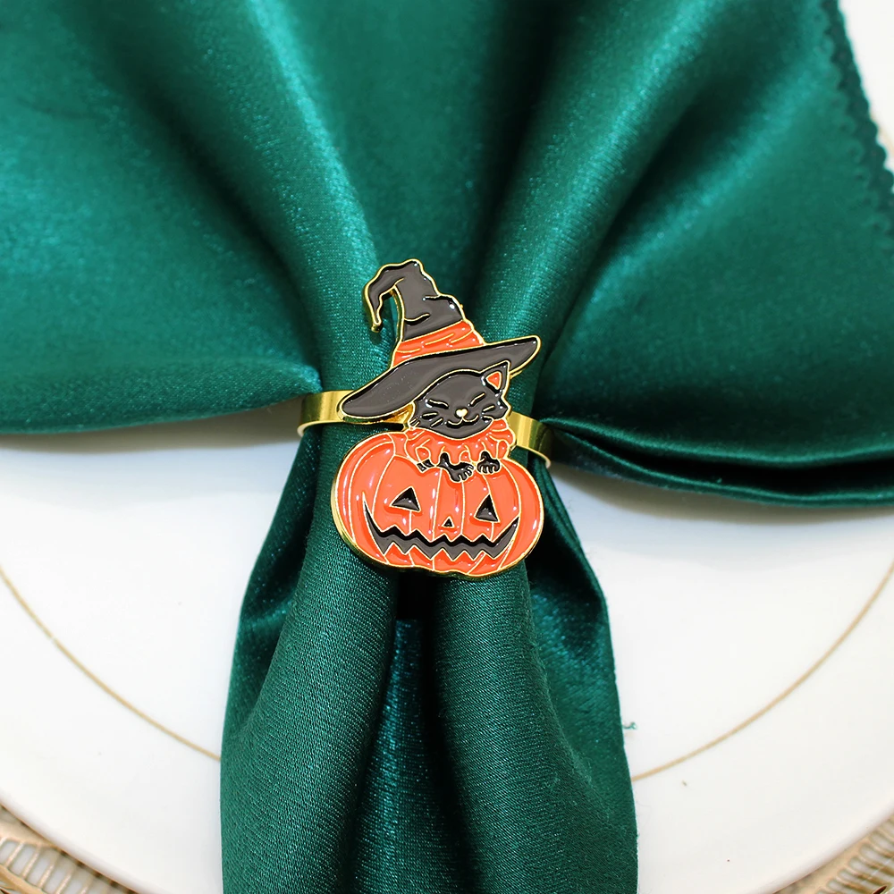 20Pcs Halloween Pumpkin Witch Hat Napkin Rings Orange Napkin Ring for Harvest Festival Halloween Table Setting Decorations HB268