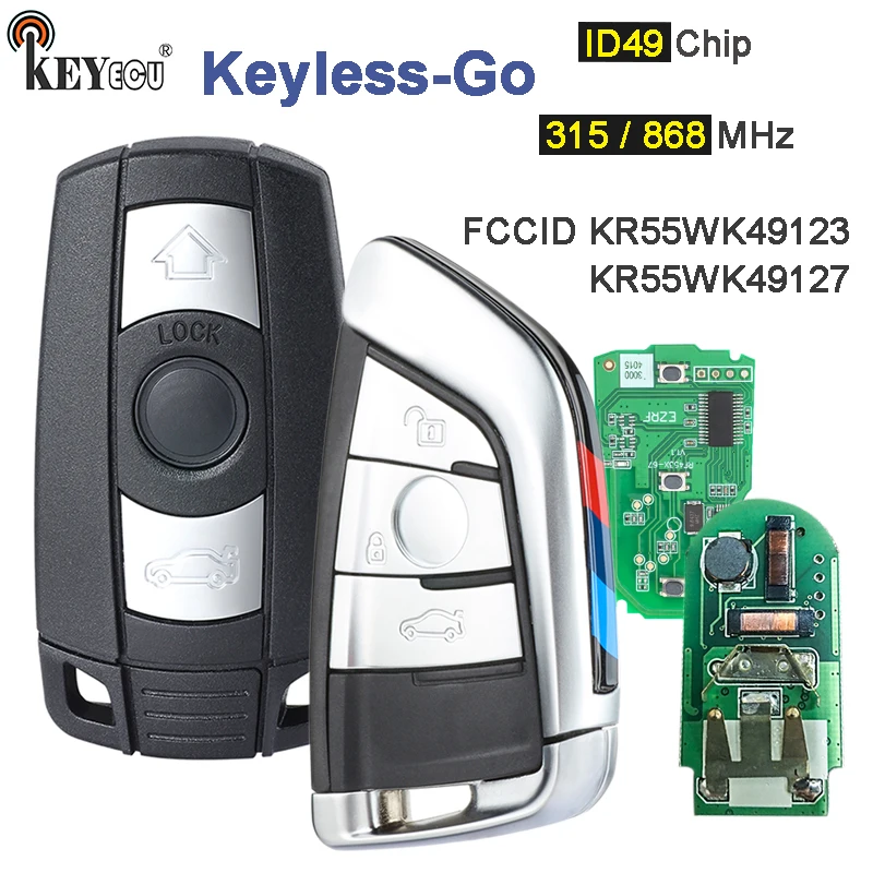 KEYECU 315 / 868 MHz PCF7953 Chip CAS3 System Keyless-Go Function Upgraded Remote Key Fob for BMW 3/5series x5 x6 KR55WK491