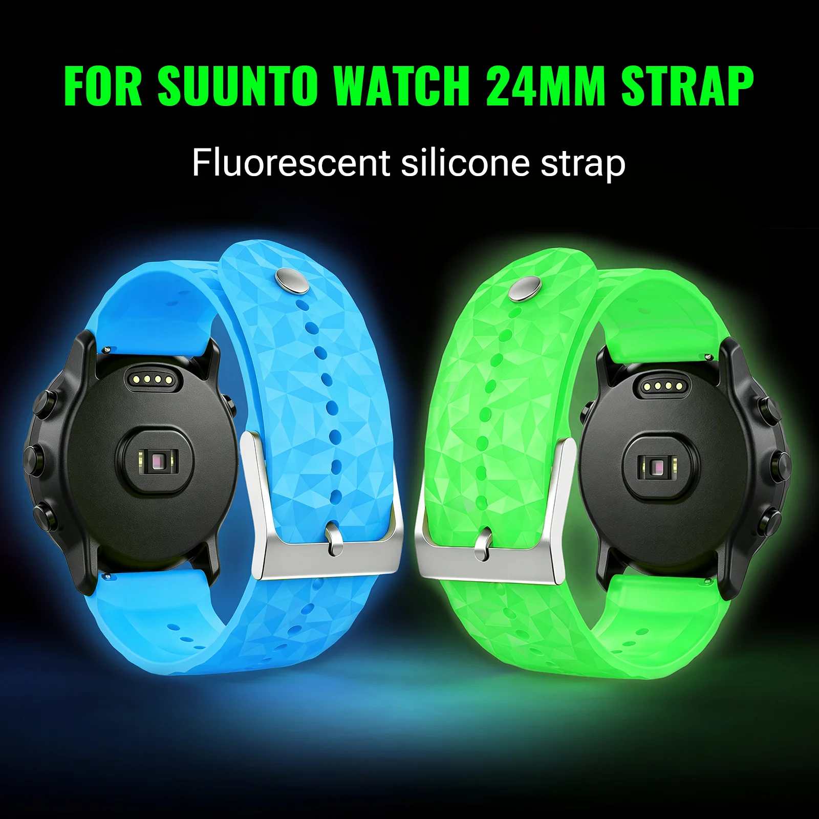 24mm Outdoor Sports Luminous Silicone Strap Band For Suunto 7/9/D5 Spartan Wristband HR Baro Smartwatch Replacement Watchband