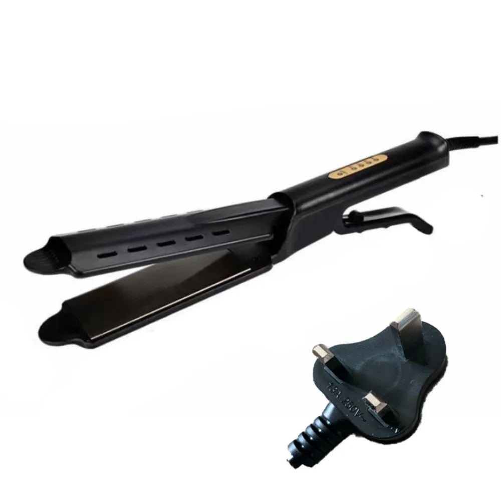 

2 in 1 Hair Straightener Temperature Adjustable Wide Plate Flat Iron Fast Heating UK/EU/US Plug Professional Straightener