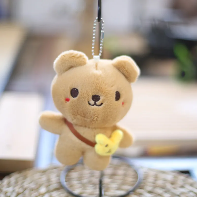 Fashion Cute Animal Plush Doll Teddy Bear Toy Key Chain Ring Woman Bag Charms Faux Fur PomPom Car Keychain Ragdoll Party Trinket