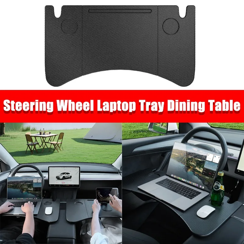 

Steering Wheel Laptop Tray Dining Table for Tesla Model 3 Highland Model Y Juniper 2021-2025 Folding Portable Desk Car Accessory