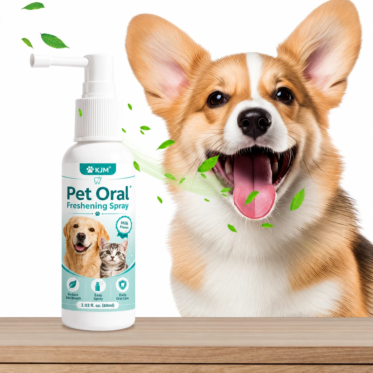 KJM 2-In-1 Pet Dental Oral Spray Gentle Tartar Control Freshen Breath Bad Odor Remover Safe For Cats Dogs Teeth Clean