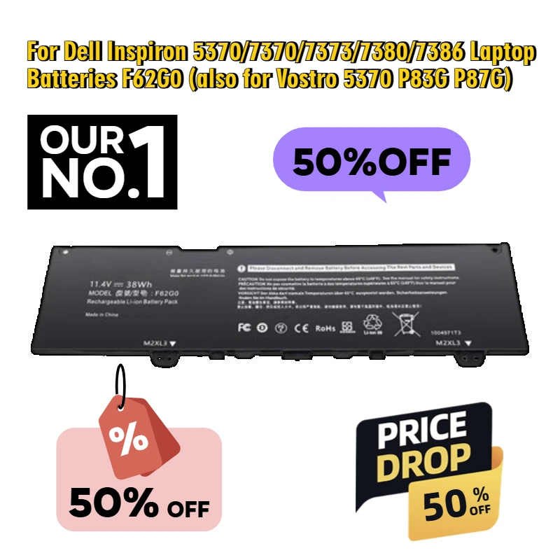 

For Dell Inspiron 5370/7370/7373/7380/7386 Laptop Batteries F62G0 (also for Vostro 5370 P83G P87G)