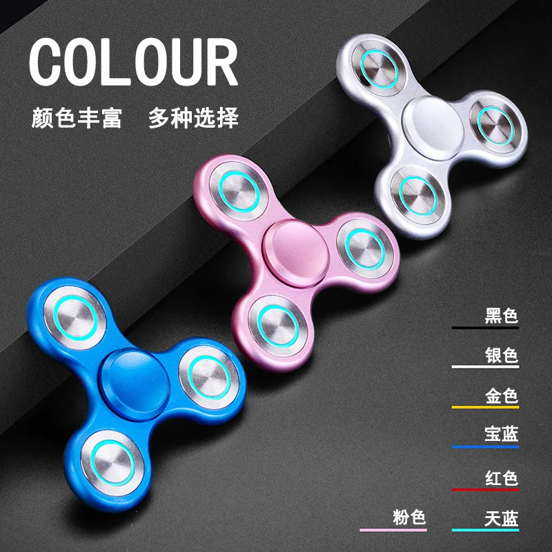Neue Leuchtende Metall Fidget Spinner Aluminium Legierung Dreieck Hand Spinner Magie Rotierenden Dekompression Fingertip Spielzeug für Erwachsene