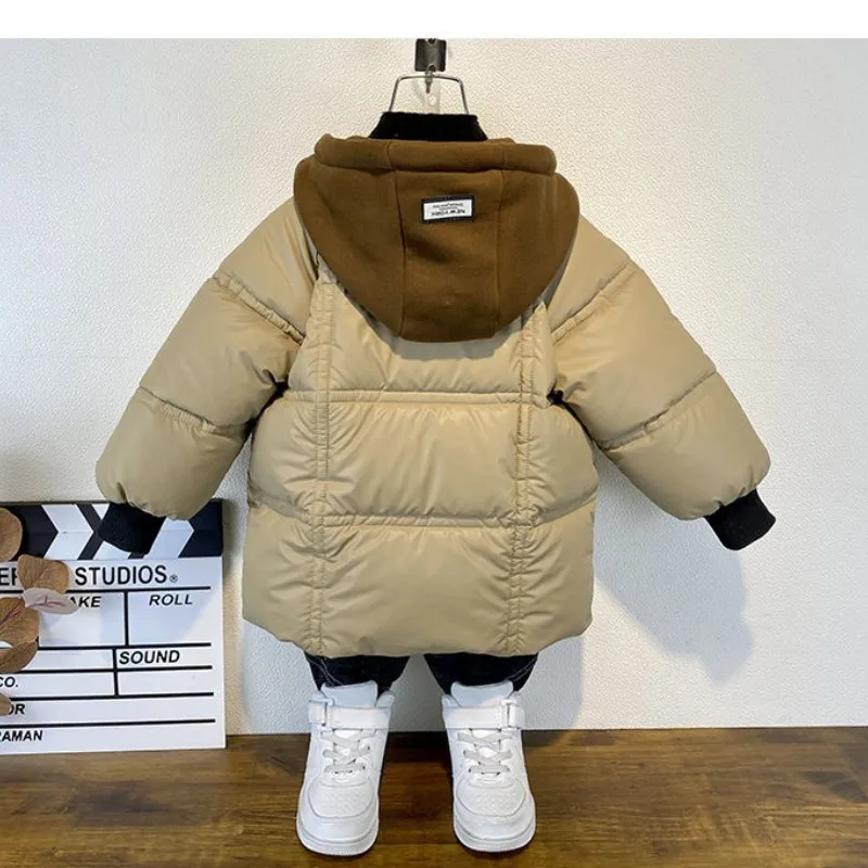 3 4 6 8 10 12  Years Big Boys Jacket Autumn Winter Thicken Warm Teenager Kids Jackets Fashion Long Style Zipper Hooded Boys Coat