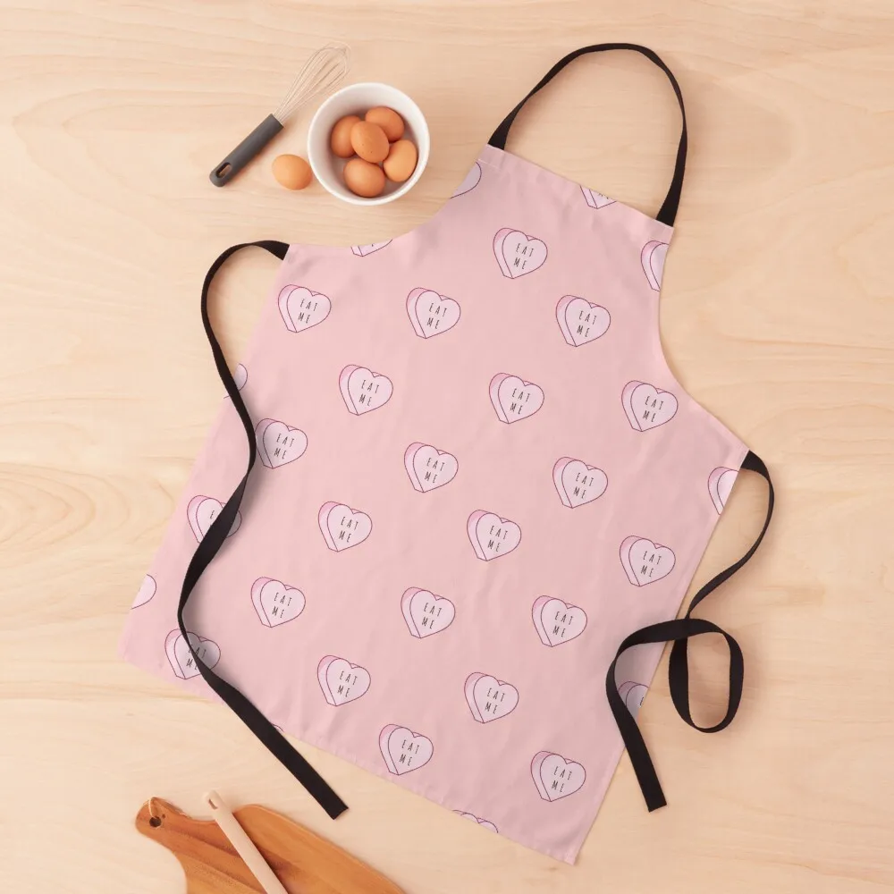 

Pink Hearts Eat Me Apron Customizable Woman Custom Apron