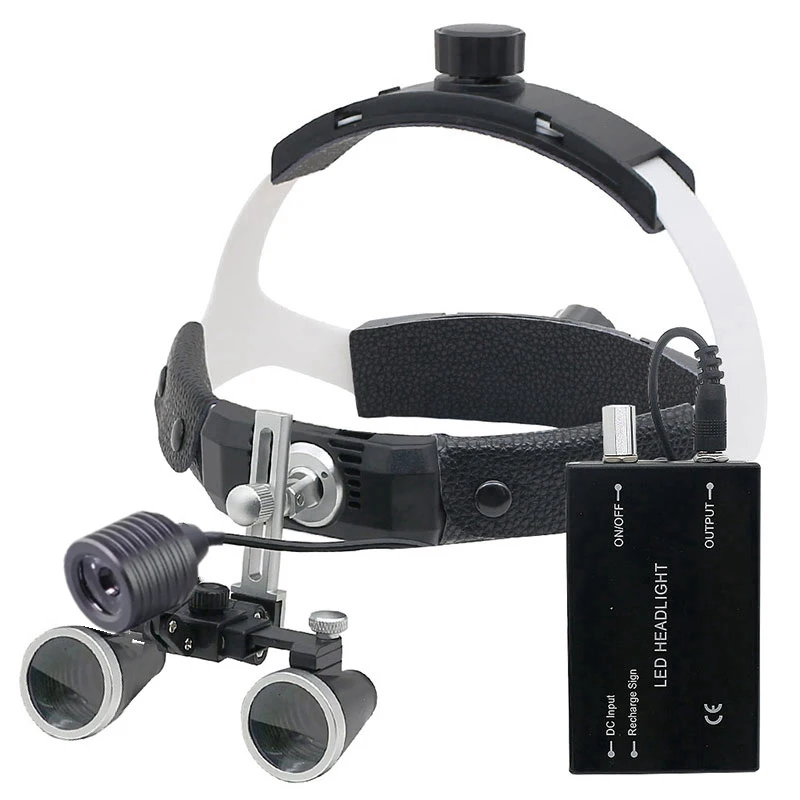 Lupas Dentárias com Led para Odontologia Binóculos Dentista Magnifier Headband Lupa Médico Lupa Profissional 2.5x 3.5x